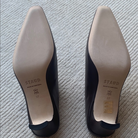 STAUD Women's Wally Mid Heel Mules in Leather color espresso - Picture 3 of 5